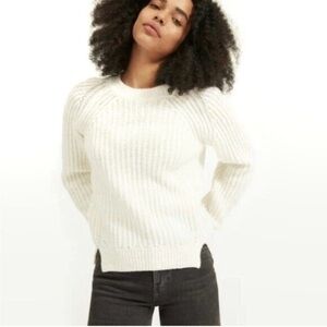 EVERLANE The Italian Soft Wool Rib Crew Sweater Chunky Long Sleeve Pullover